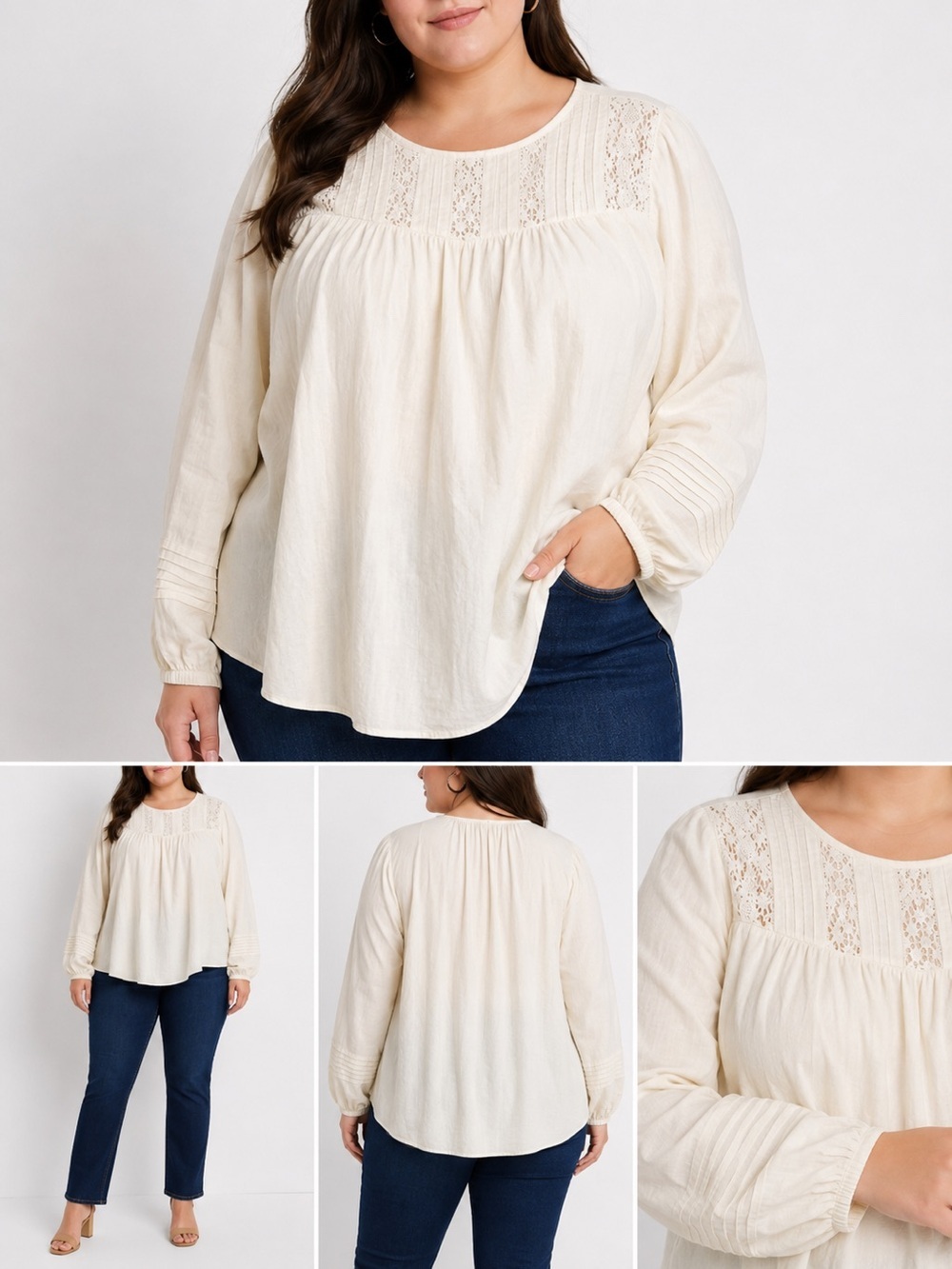 Lane Bryant off-white poet blouse lightweight size 22/24